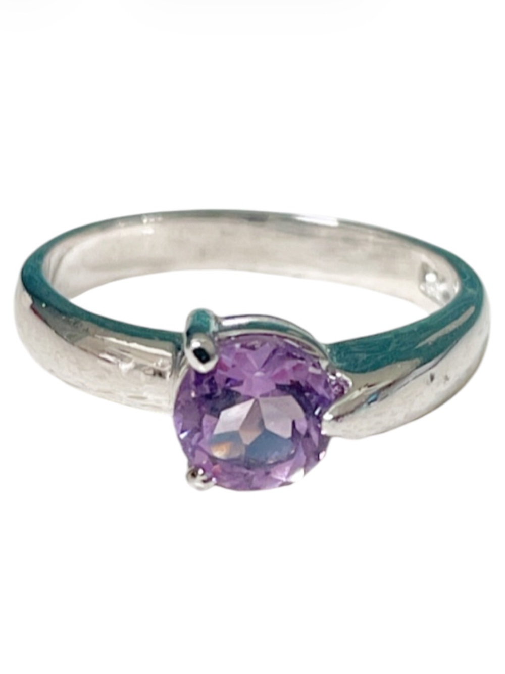 Vintage 925 silver plated purple solitaire stone ring size 6